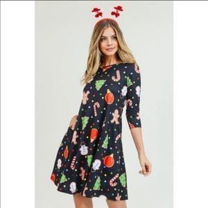 Christmas Print A-Line Dress